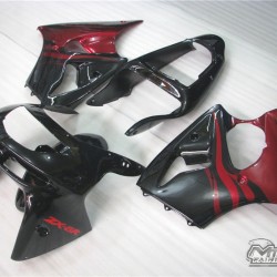 Glossy Black & Red Flame Kawasaki Ninja ZX6R Motorcycle Fairings(1995-1999)