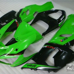 Kawasaki Ninja ZX-6R Green and Black Motorcycle Fairings (2005-2006)